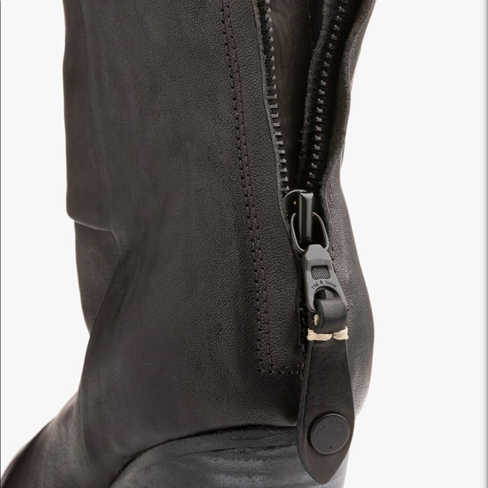 rag & bone Classic Newbury Ankle Boots Black leather stacked heel size 7 - Picture 12 of 12